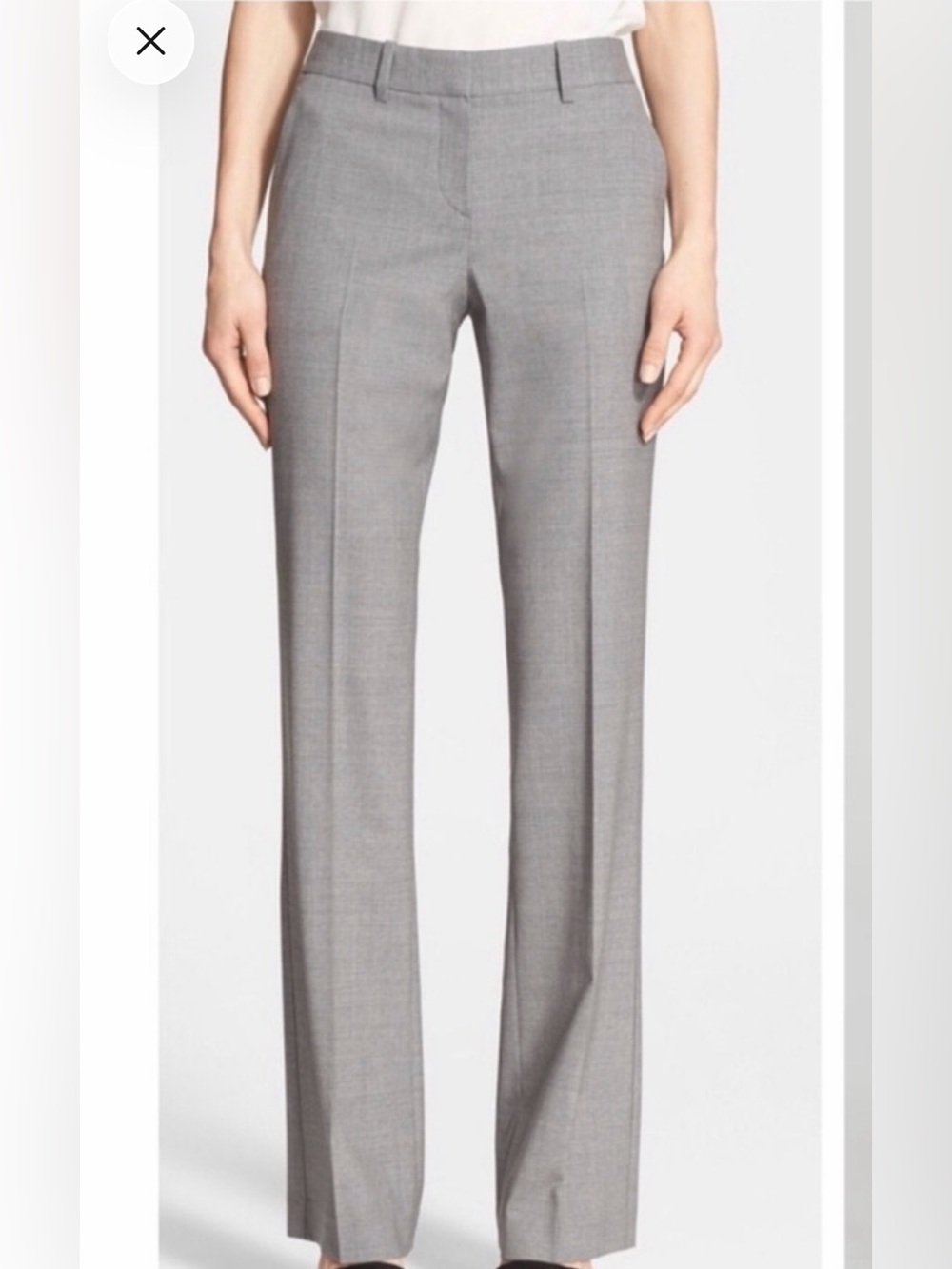 Theory Stretch Wool Straight Leg Trousers Size 12 Gray